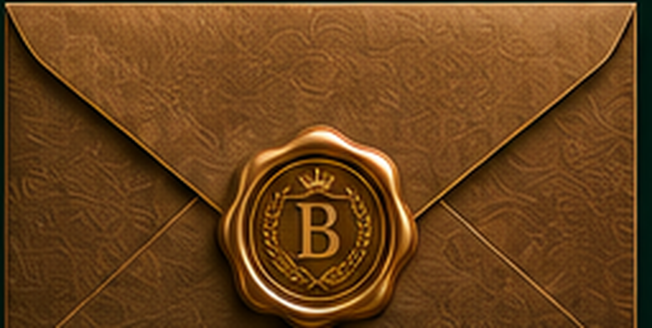 Envelope with Brown Family wax seal